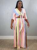 THE CANDY STRIPE CROP TOP TWO PIECE SET