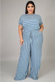 STACY STRIPE JUMPSUIT- PLUS